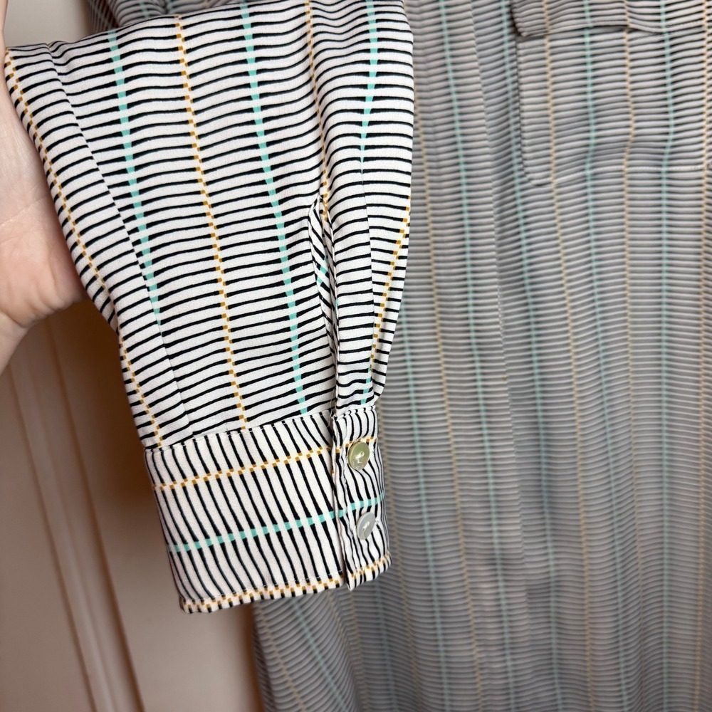 Lilla P Long Sleeve Button Up Shirt Top Stripe Print Women Size L - Picture 3 of 8